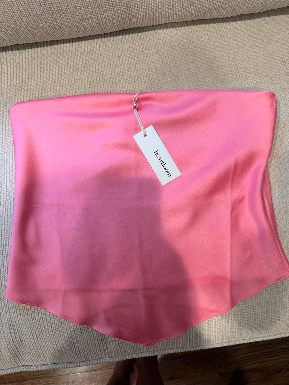 Heartloom Hot Pink Asymmetrical Satin Handkerchief Hem Skirt